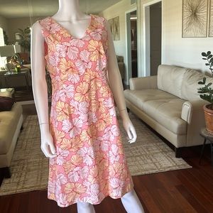 Izod 🌺 Pink Flower Dress Size L Like New